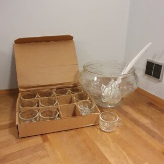 Vintage bowle med 12 glas
