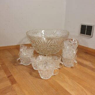 Vintage bowle med 8 glas