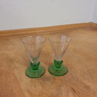 2 stk vintage glas med grøn stilk