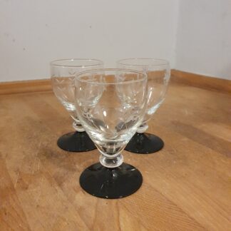 3 stk Holmegaard glas med sort fod