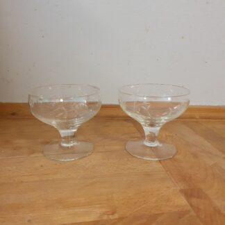 2 stk portvin glas med slibninger