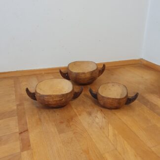 3 stk vintage skåle i træ