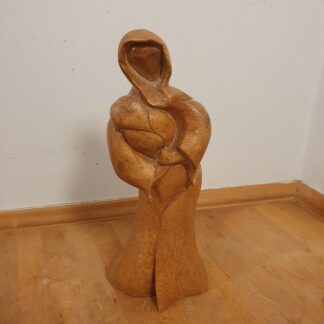 Mor med barn træfigur fra 70'erne