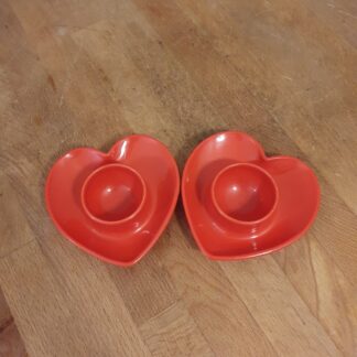 2 stk hjerteformet retro æggebægre