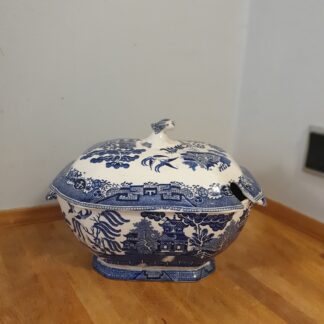 Blåmønstret terrin i porcelæn