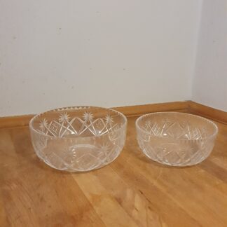 2 stk krystal skåle med slibninger