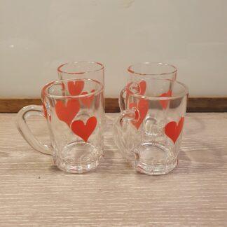 4 små vintage hjerte glas
