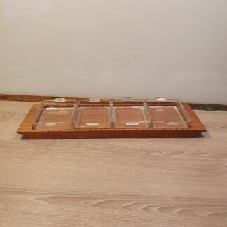 Teak fad med 4 skåle