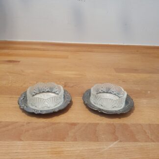 2 stk saltkar i pletsølv og glas