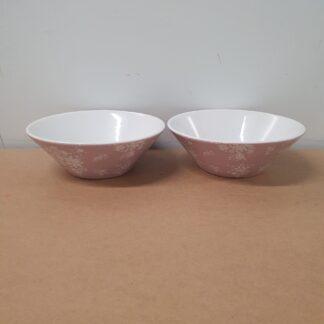2 skåle med blomster i porcelæn