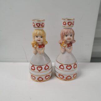 2 stk lysestager i porcelæn