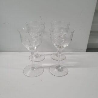 4 stk vintage glas med slibninger