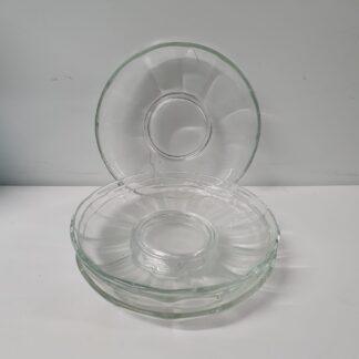 4 stk skåle i glas med slibninger