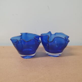 Vintage lysestager i blåt glas
