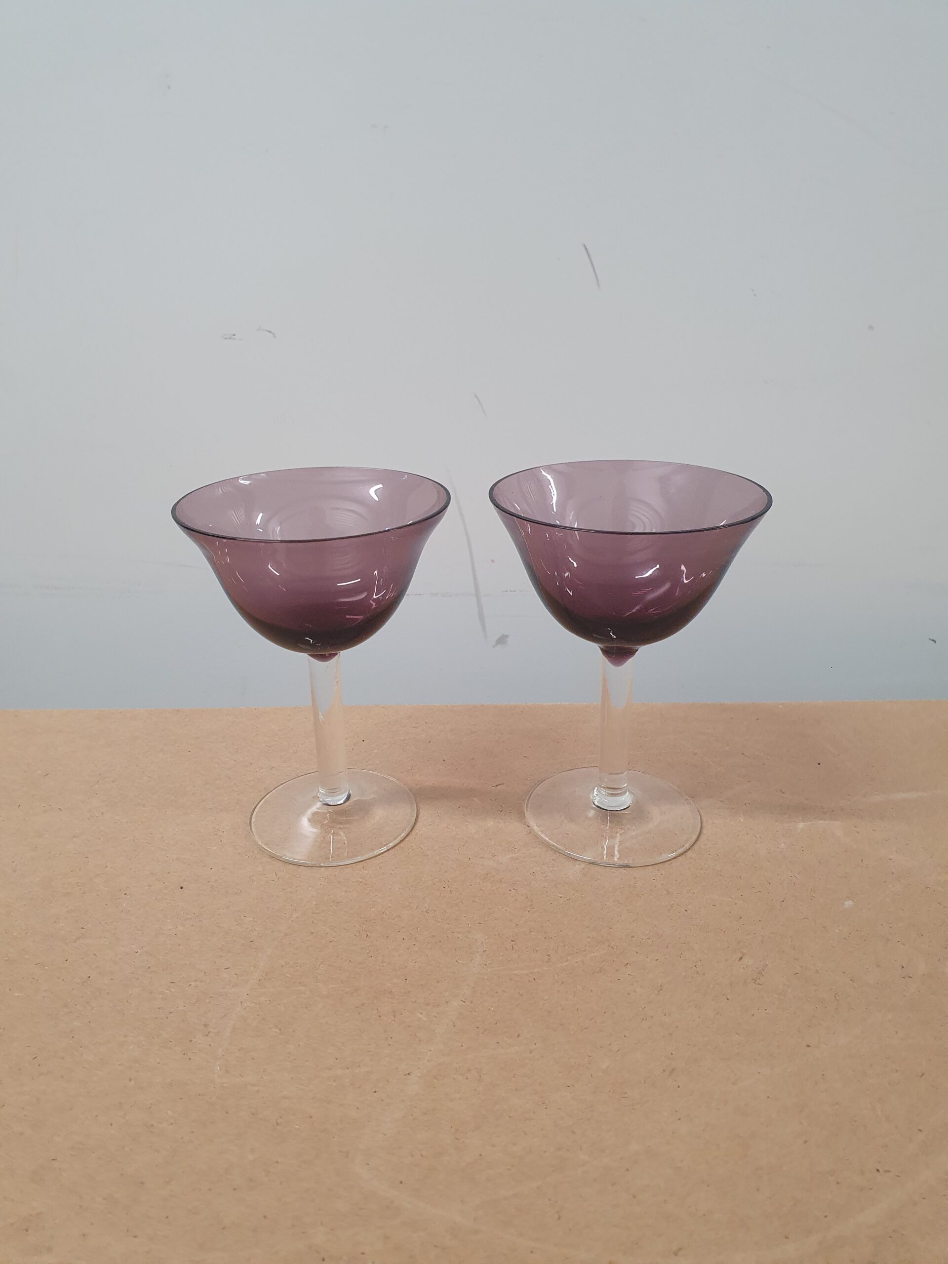 2 stk vintage glas i lilla
