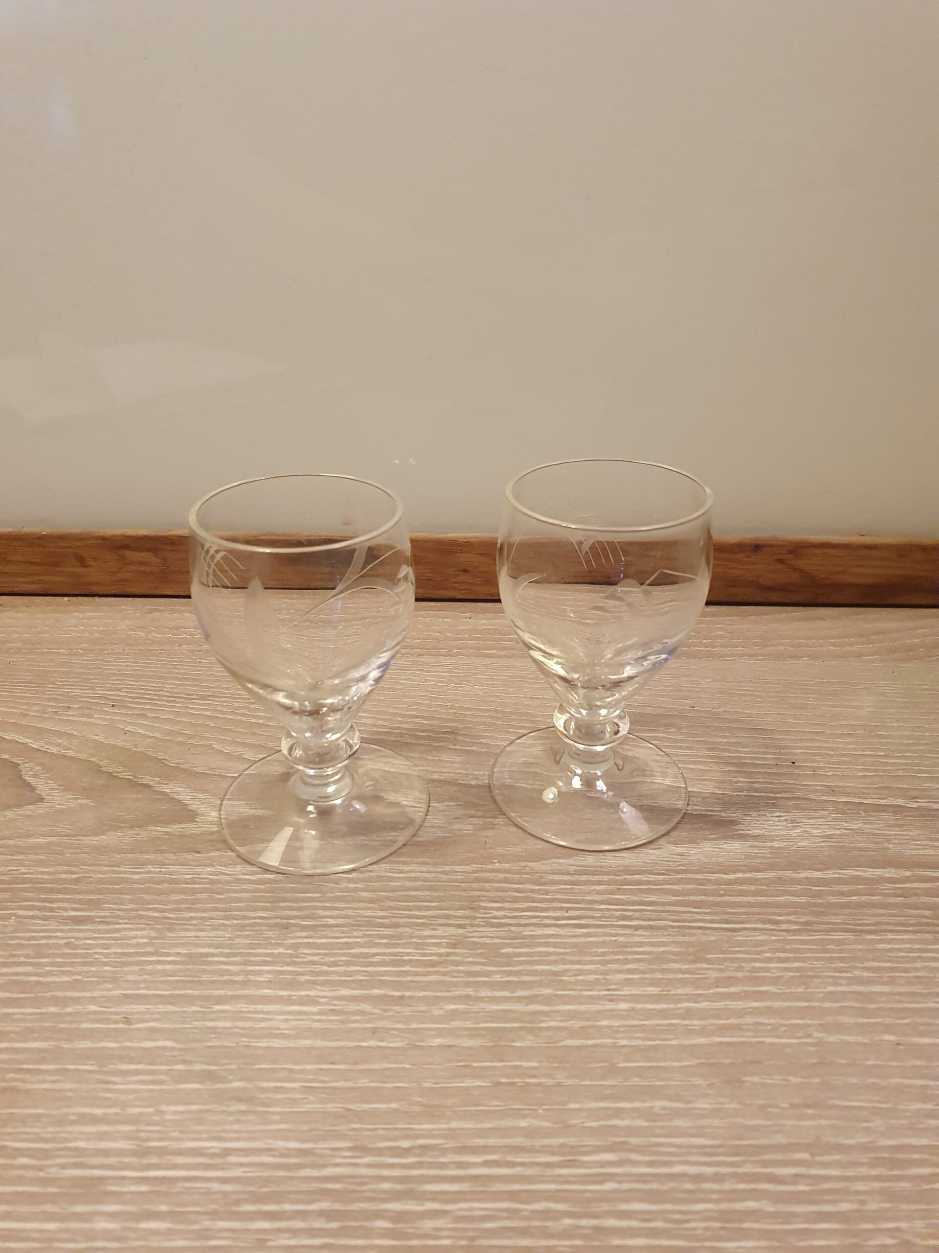 2 stk snapseglas med slibninger