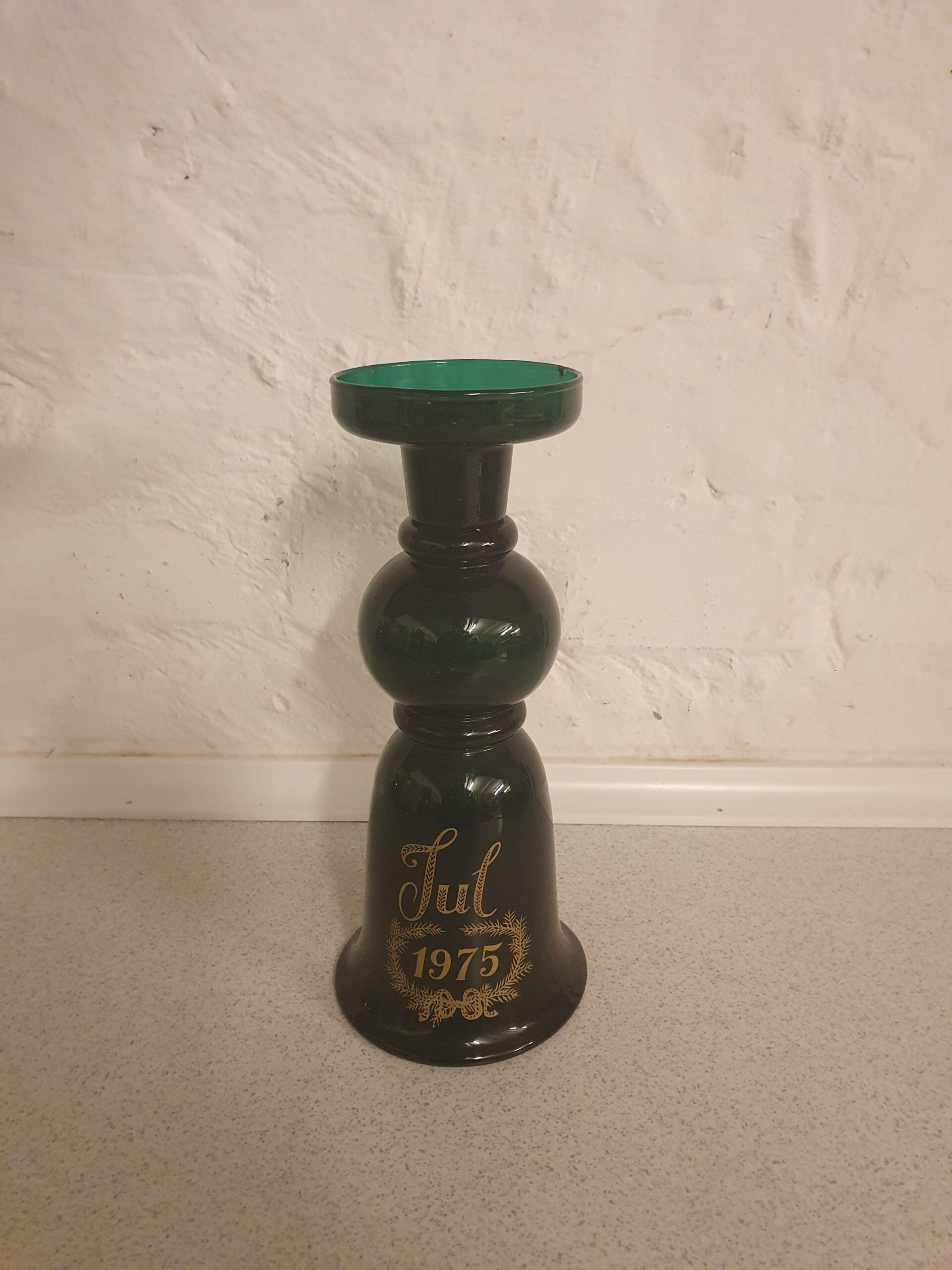 Klokke/lysestage i glas, 1975